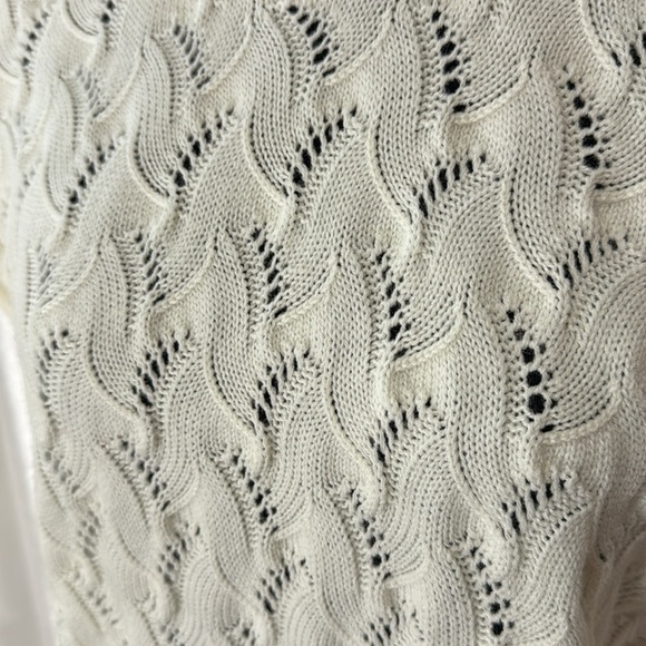 Vintage Helen Sue Acrylic Ivory Open CableKnit Short Cap Sleeve Sweater - Picture 5 of 8